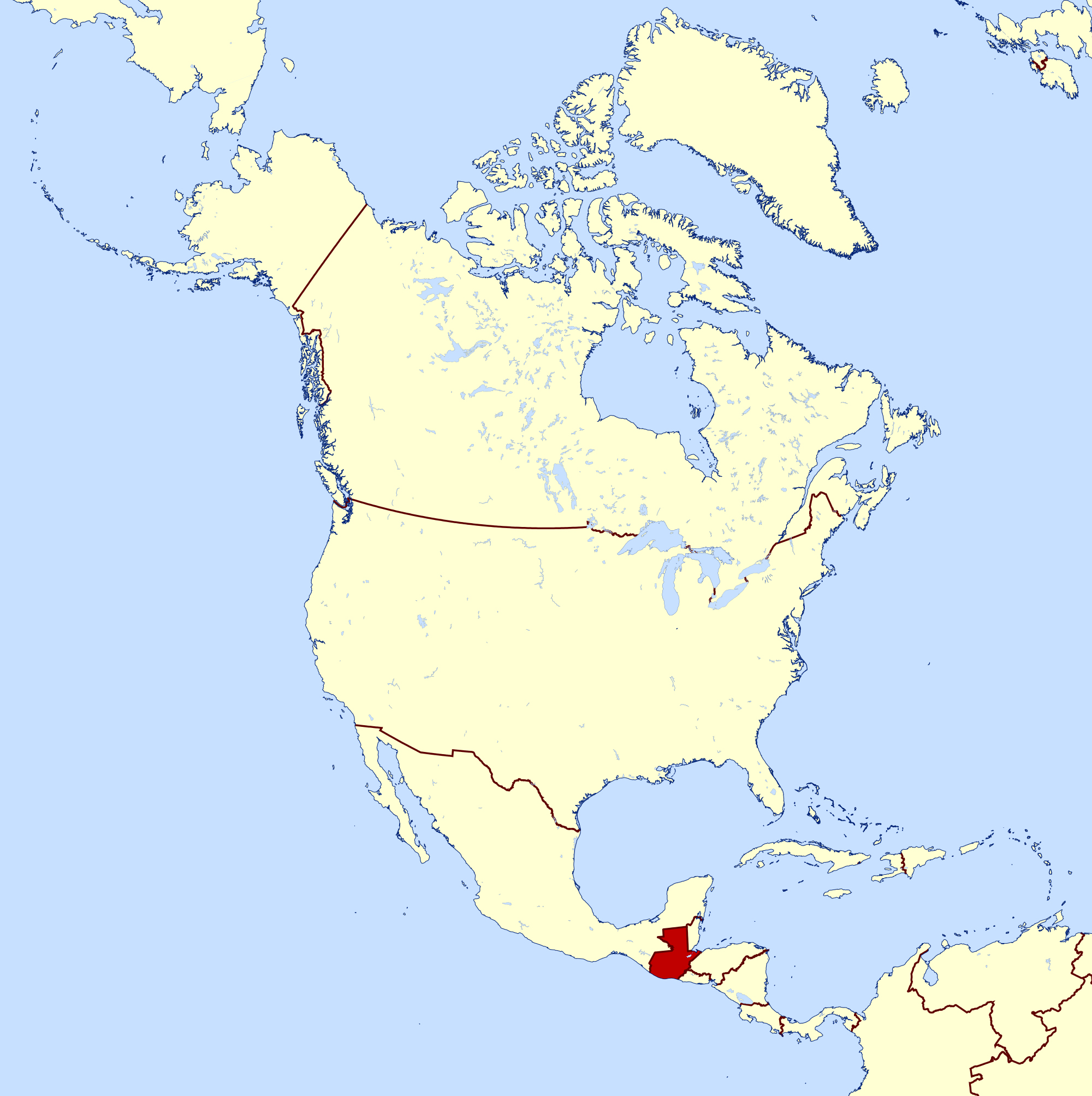    Large Location Map Of Guatemala In North America 